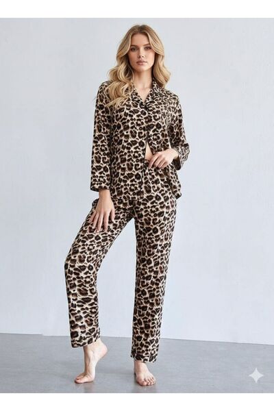 MYCARA Women's Pajama Set - Dowry-Style Stylish Buttoned Shirt Collar Home We...