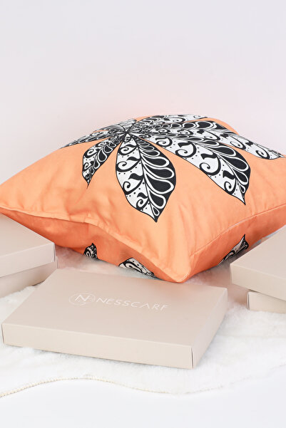 NESS HOME غطاء وسادة من جلد الغزال الأبيض المزخرف بسحاب مقاس 48x48 سم