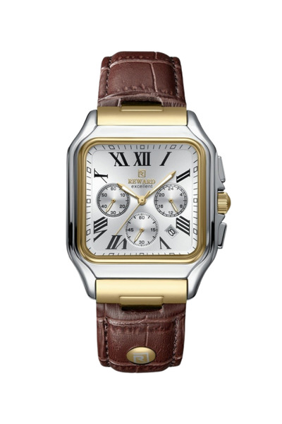 Reward Excellent Erkek Kol Saati Quartz Kare Kasa Deri Kayış Çok Fonksiyonlu
