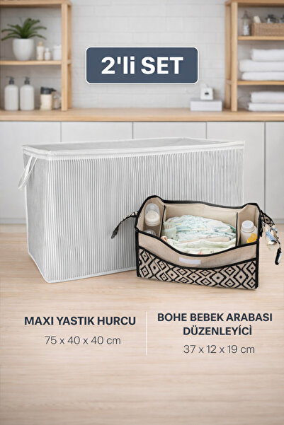 PONÇİK BEBEK Maxi Pillow Bag Large Size & Bohe Baby Stroller Bag Organizer Ba...