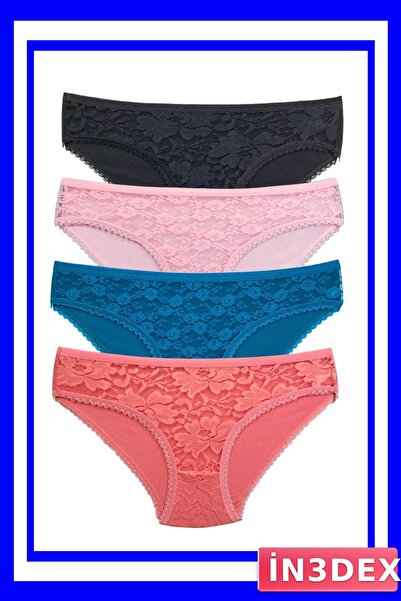 İN3DEX Lace Transparent Women's Slip Panties 4-Pack
