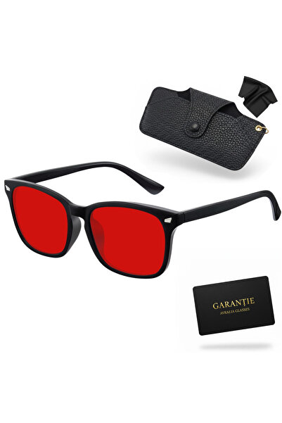 AVRALIA Premium Anti-Blue Light Computer Glasses – Gaming, TV, Work - Red Lenses