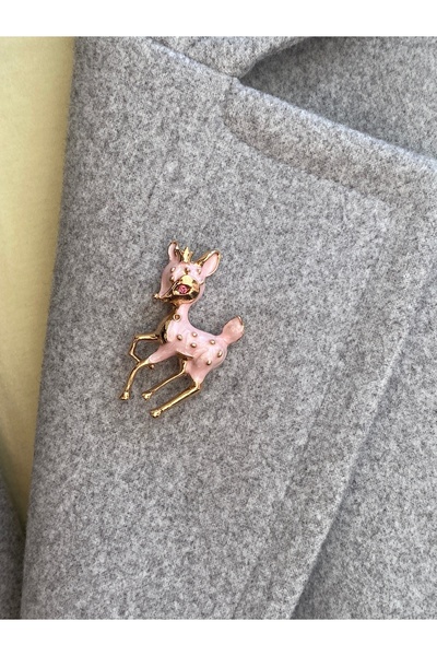 kurukafagift Broş Aksesuar Pembe Ceylan Figürlü Model