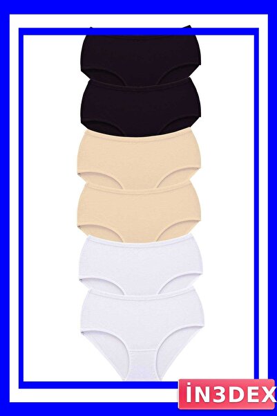 İN3DEX Women's High Waist Bato Panties 6 Pack Thick Elastic