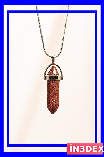 İN3DEX Handmade Natural Stone Necklace 3.5 cm Pendant 20 cm Chain