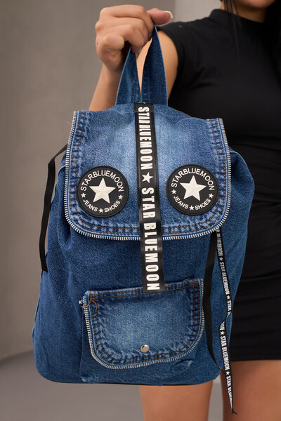 StarBlueMooN Design Denim Backpack Casual