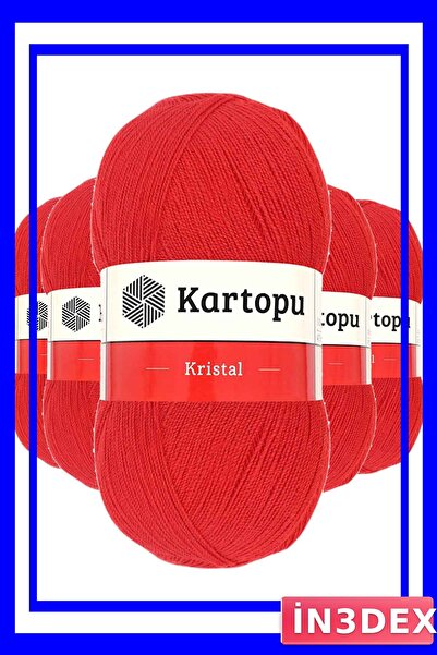 İN3DEX 5 Pieces of Crystal Double Layered Hand Knitting Yarn Light Red Color