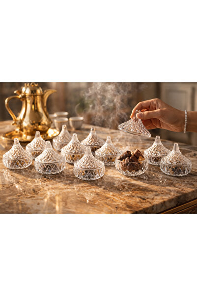 Dania ✨ Set of 12 luxury glass jars with conical lids – 8x8 cm | Elegant crys...