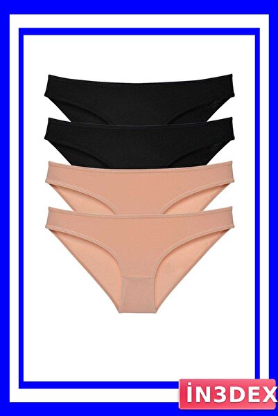 İN3DEX 4-Piece Lycra Women's Slip Panties Set Black Color