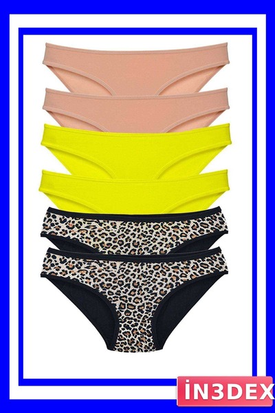 İN3DEX Lycra Slip Panties 6 Pack Leopard Patterned