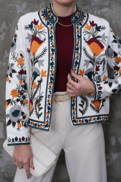 FancyWorld White Design Embroidered Seasonal Jacket