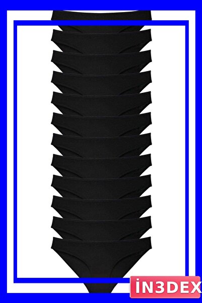 İN3DEX Lycra Women's Slip Panties Set of 12 Black Color