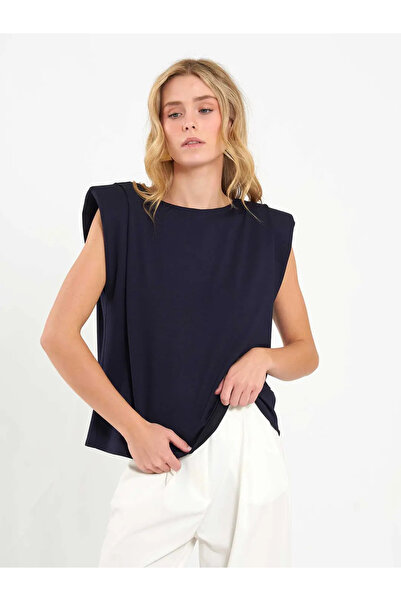 Caddebostan Moda Women's Padded Sleeveless Blouse Crew Neck Casual Stylish Ba...