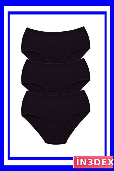 İN3DEX 3 Pack High Waist Bato Panties Thick Elastic Black