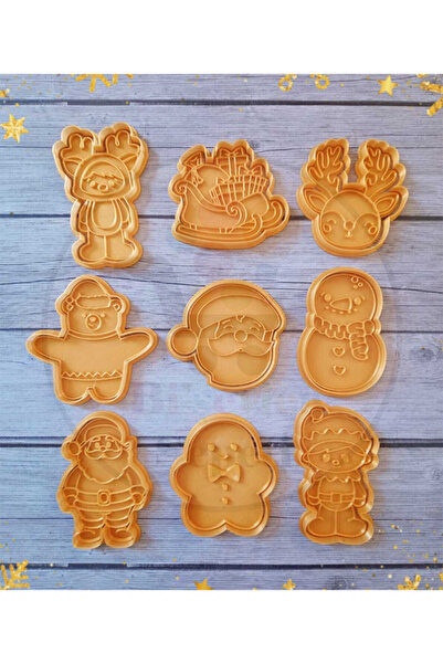 Bi'şeyler Sepeti قالب بسكويت بتصميم عيد الميلاد - قطاعة بسكويت 9 أشكال 18 قطعة