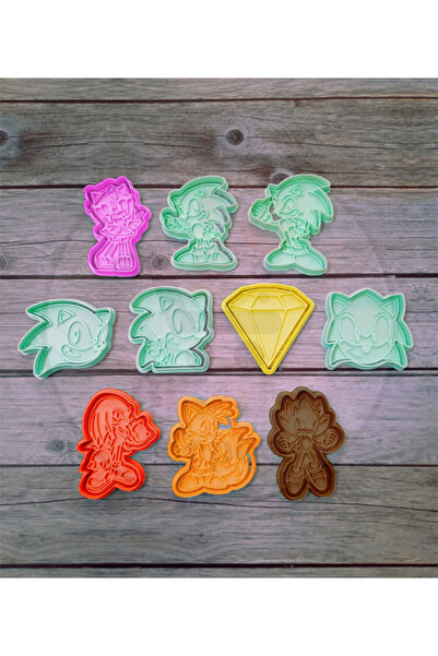 Bi'şeyler Sepeti قالب كوكيز بتصميم سونيك - قطاعة كوكيز 10 أشكال 20 قطعة