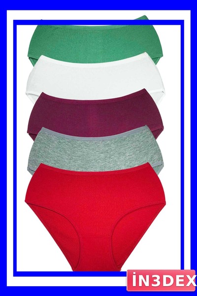 İN3DEX Pack of 5 High Waist Bato Panties Ribbed Fabric