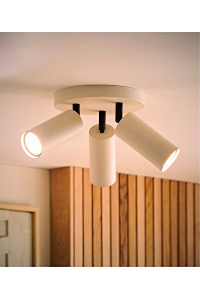 demet habek mylights GU10 Üçlü Beyaz Hareketli LED Spot Tavan Avize Siyah Det...