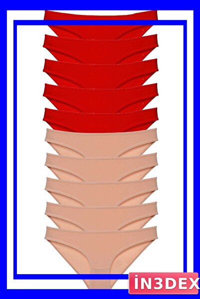 İN3DEX Lycra Women's Slip Panties Set of 10 Red Color