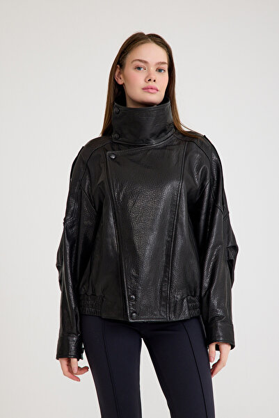 Franko Armondi Oversize Deri Ceket (Kısa) – VB-22-BK-2847-24114