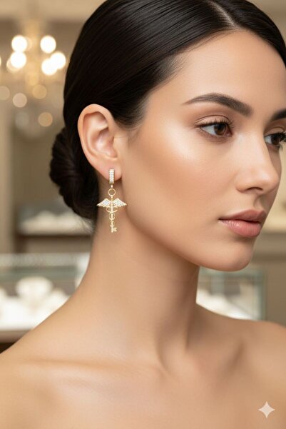 Liacharm Vip Gold Plated Zircon Stone Key Earrings - Special Design Dangle Earrings