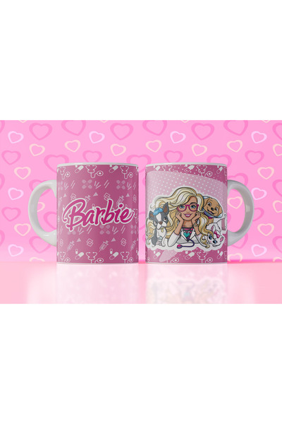 Velorina Barbie Themed Printed Mug – Porcelain, Colorful Pattern, Girl's & Gi...