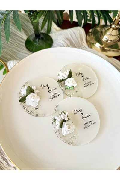 Gami Handmade Gül Detaylı Magnet Epoksi Söz, Nişan, Nikah, Düğün, Hediyelik O...
