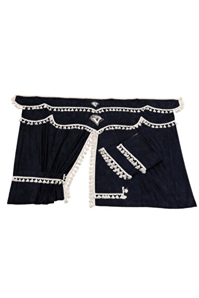 Yaz Perdele bleumarin pentru camion Volvo FH cu ciucuri albi