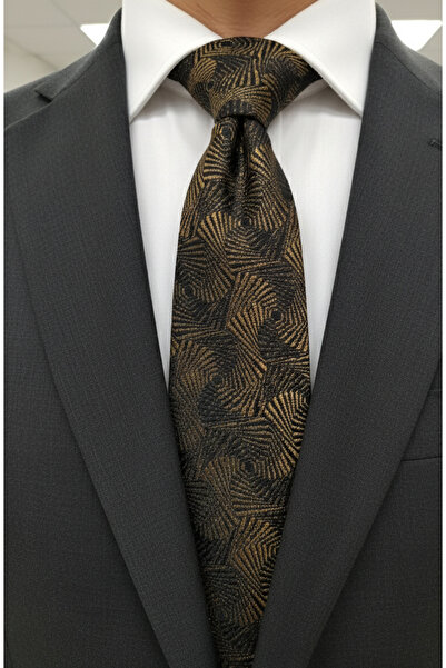 Gutiero Classic Tie with Gold Patterned Handkerchief