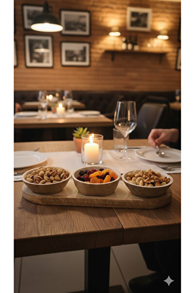 KdrElektronik 3-Piece Enamel Presentation Plate with Natural Mango Wood Base ...