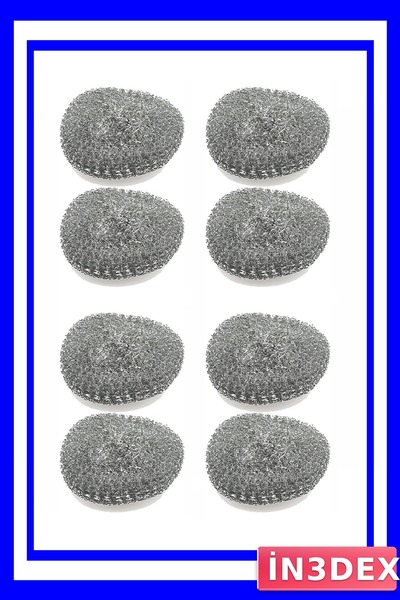 İN3DEX سلك تنظيف الأطباق من الفولاذ المقاوم للصدأ، عبوة من 8 قطع