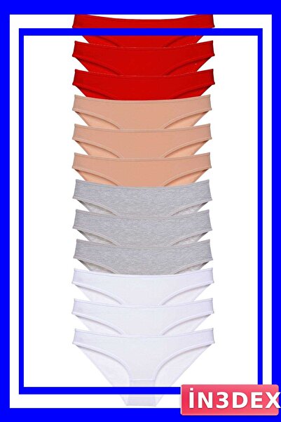 İN3DEX Lycra Women's Slip Panties Set 12 Pieces Multiple Color Options