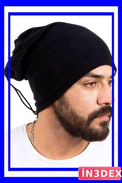 İN3DEX Polar Fleece Yarn Beanie and Neck Warmer Set Black Color