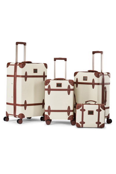 LİMRA Lemra 4-Piece Luxury Faux Leather Luggage Set with Spinner Wheels and L...
