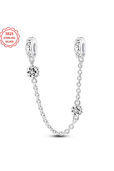 OzzConcept Snowflake Silver Bracelet Charm Safety Chain