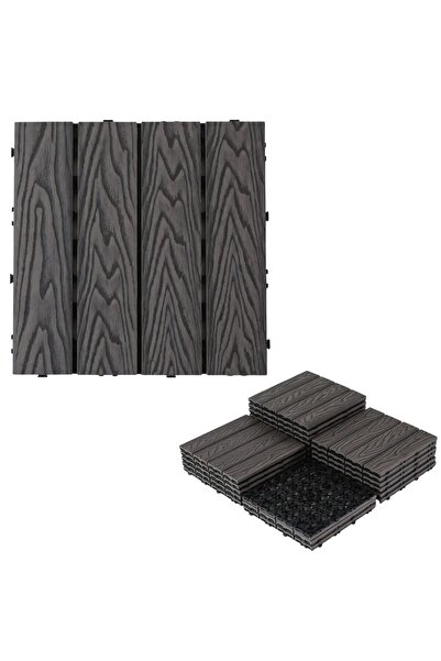 MACVI ® Plăci de terase WPC 30x30cm, set de 11, sistem de prindere cu clic re...