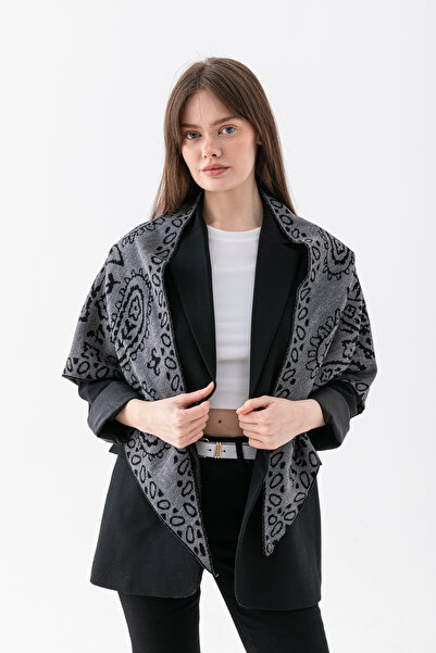 Wega Moda Patterned Triangle Double-Sided Shoulder Shawl – Women's Knitwear S...