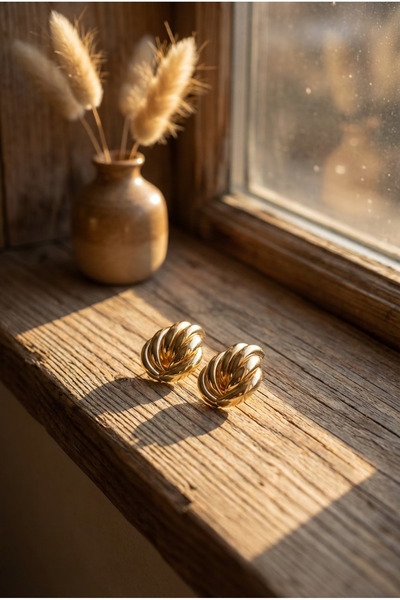 LYKOS Brass Gold Color Vintage Women's Earrings