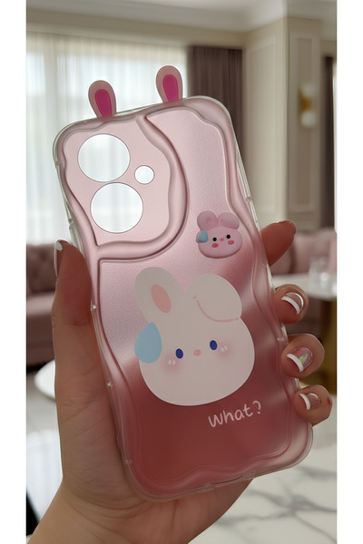 TechTrove Vivo V29 Lite İçin Uyumlu 3D Tavşan Kulaklı Tasarımlı Dalgalı Kenar...