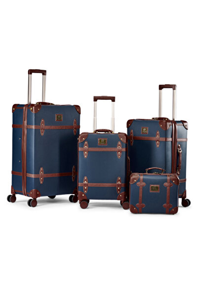 LİMRA Lemra 4-Piece Luxury Faux Leather Luggage Set with Spinner Wheels and L...
