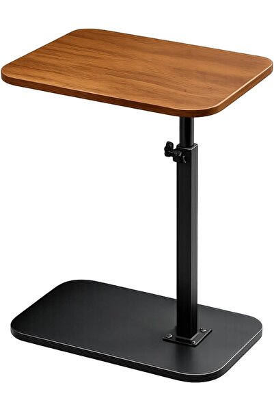 Biki C-shaped side table, wood and metal, 80×40×30 cm