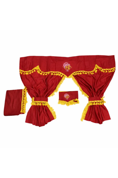 Yaz Perdele roșii pentru camion SCANIA cu ciucuri galbeni