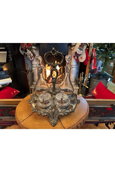 tayfuntufan antika koleksiyon French Oil Container, Vinegar Container and Spi...