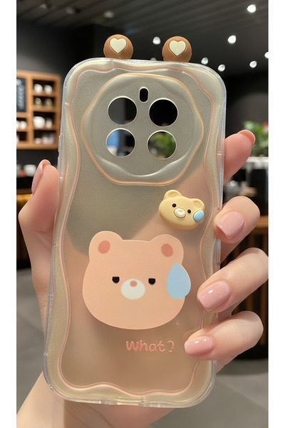TechTrove حافظة بتصميم حواف متموجة مع شكل دب لطيف ومضحك، متوافقة مع هاتف Real...