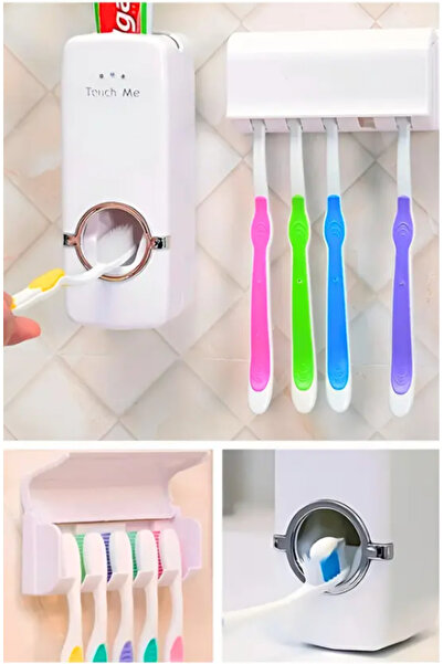 mucit home Συσκευή συμπίεσης οδοντόκρεμας και θήκη για 5 βουρτσάκια