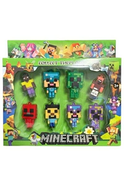 MINECRAFT Set de 8 figurine, diverse personaje, 6 cm, multicolore