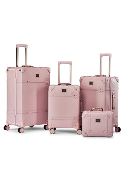 LİMRA Lemra 4-Piece Luxury Faux Leather Luggage Set with Spinner Wheels and L...