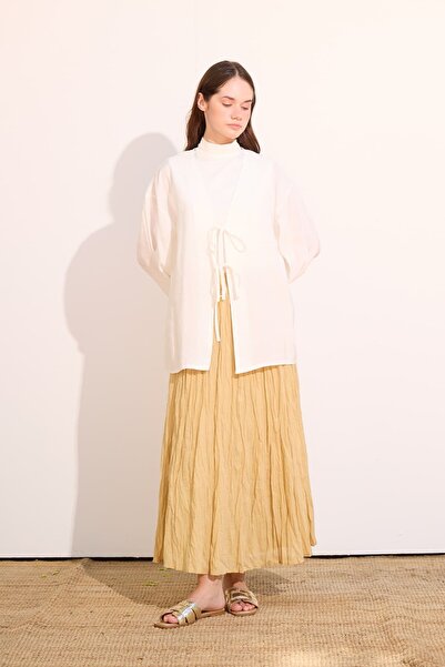 mavi limon Bağcıklı Kimono Uzun