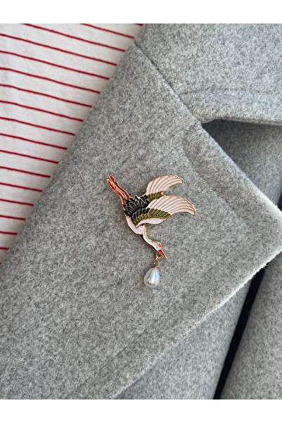 kurukafagift Broş Yaren Leylek Figürlü