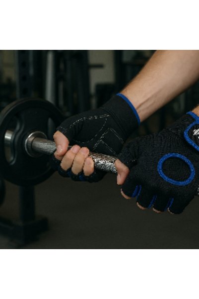 Delta Black Blue Weight Body Dumbbell Weightlifting Cycling Fitness Gloves Wrist Velcro Large Blue-Black
